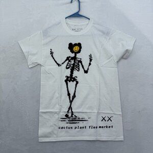 Kaws X Cactus Plant Flea Market T Shirt Mens S White Streetwear Skeleton